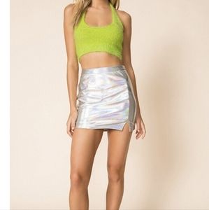 NWT Superdown Iridescent Faux Leather Mini Skirt